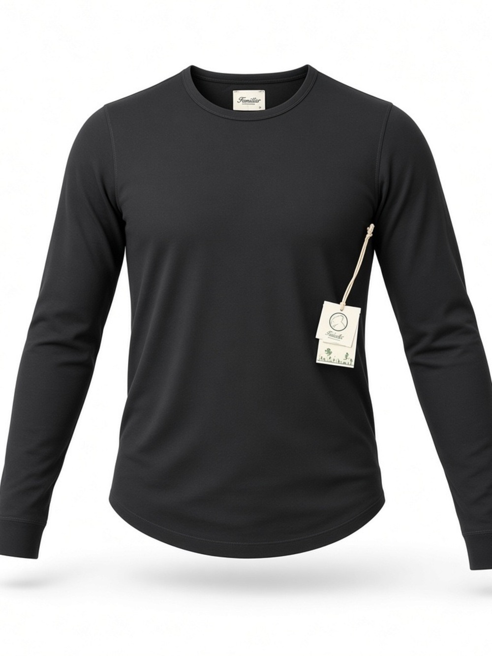 Thermal Hi-lo Black Long-Sleeve Crewneck Shirt